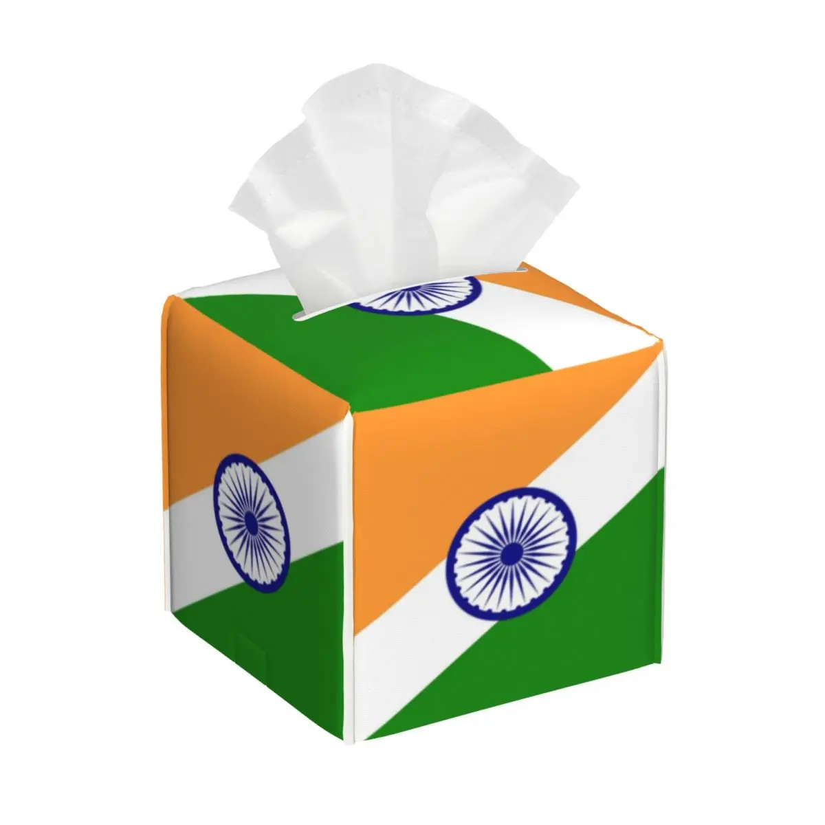 Custom Indias Patriotic Tissue Box Cover PU Leather Square Flag Of Indias Facial Tissues Holder for Car