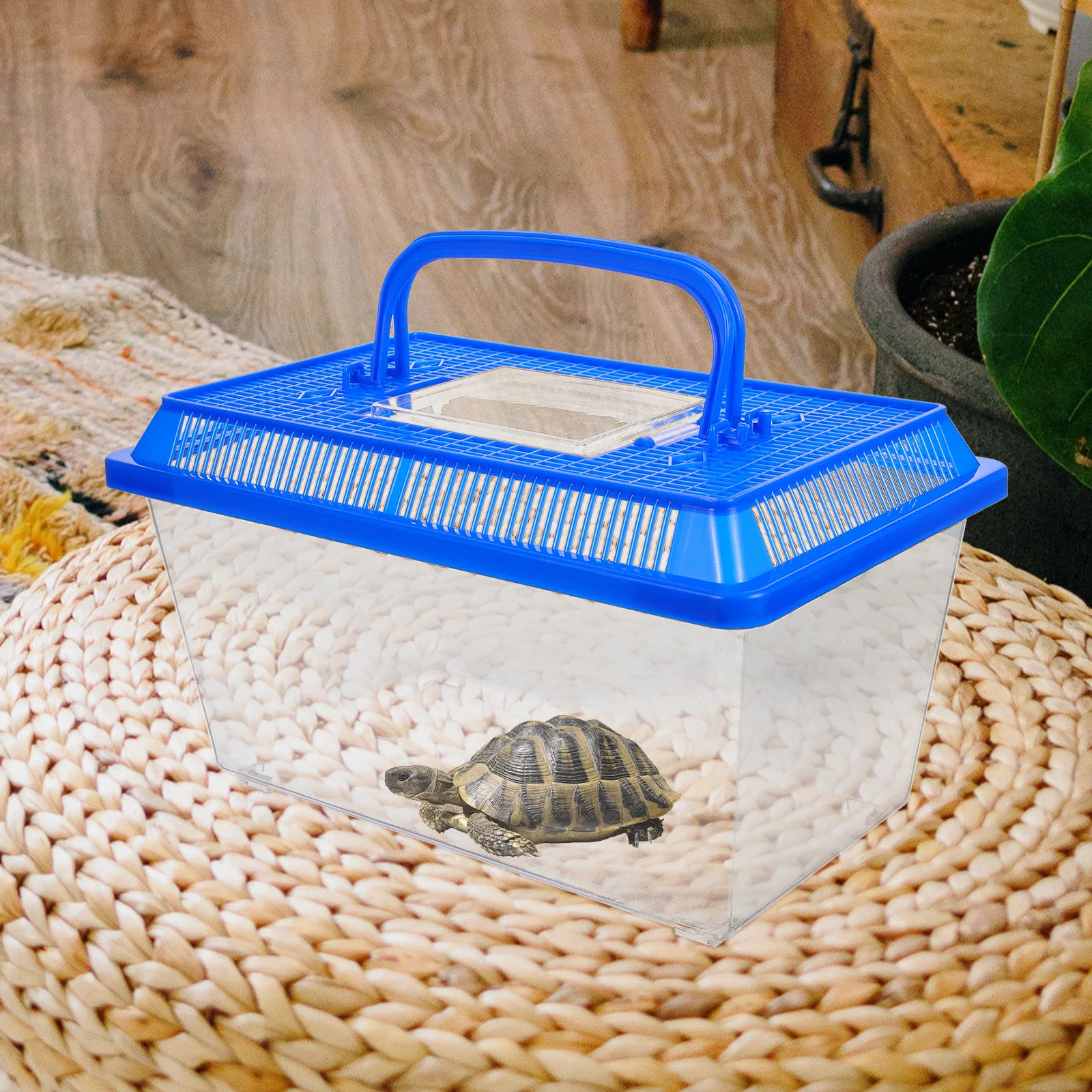 

Heavy Duty Turtle Tank Aquarium with Platform Spacious Plastic Container for Turtle Living Breeding Easy Carry Habitat