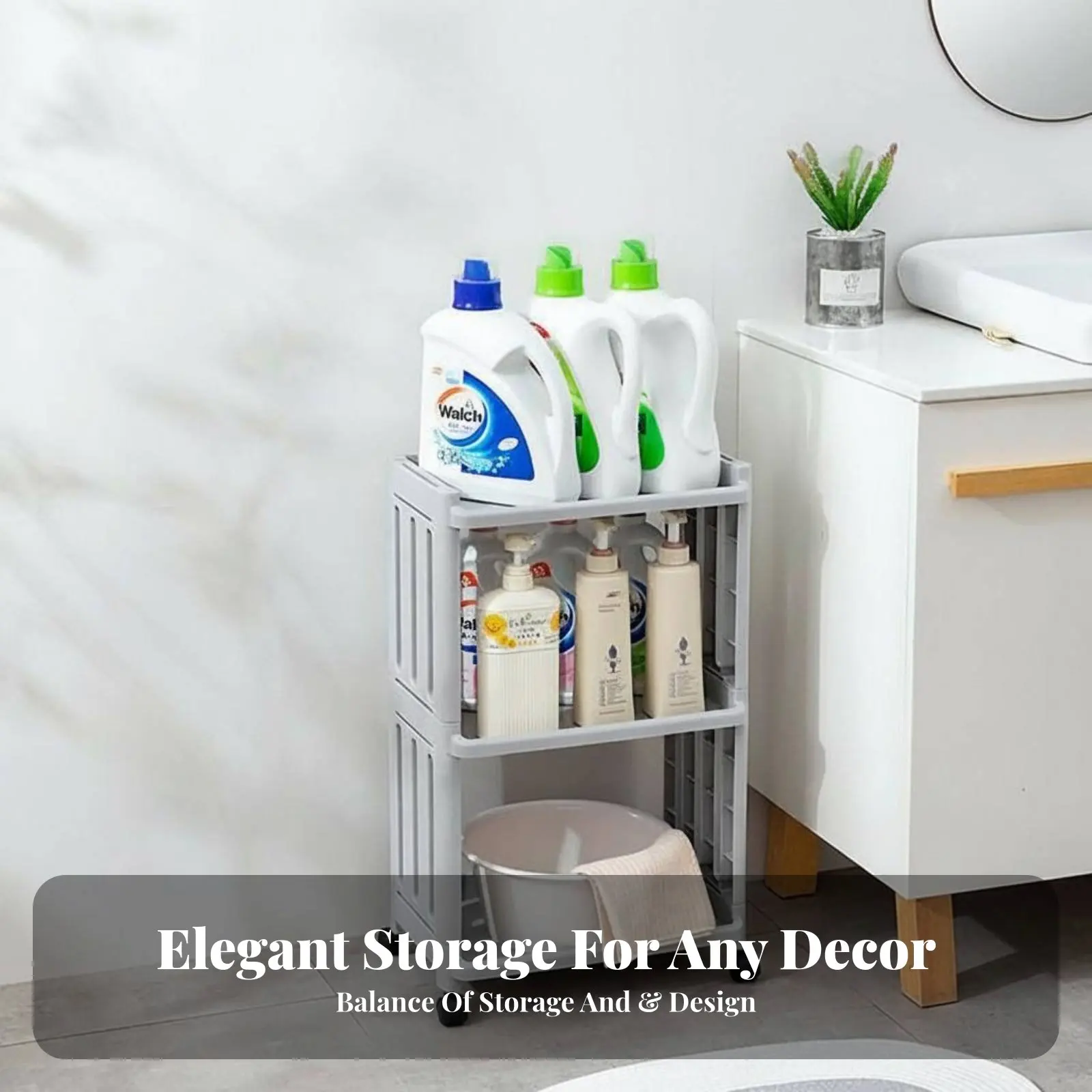 

Slim Rolling Trolley Space-Saving Slim Rolling Storage Trolley Multi-Functional Side Pegs for Home Organizers, Balcony