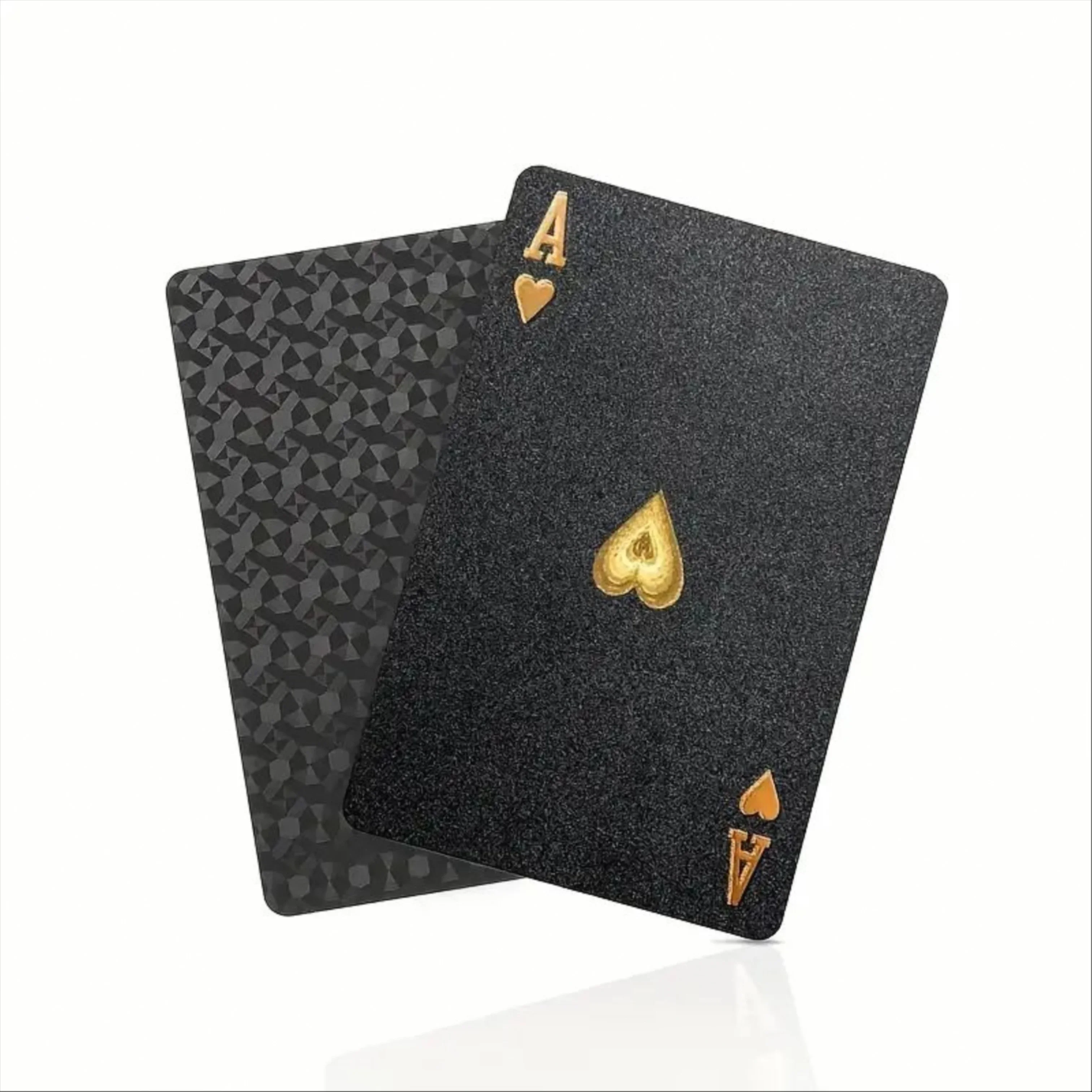 

Black Golden Foil Poker Waterproof Plastic Playing Cards Matte Table Games For Gift Collection