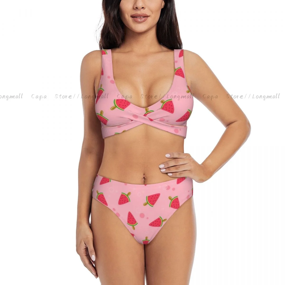 Sexy Bikini Set Cartoon Wassermelone Früchte Muster Bademode Frauen Zwei Stücke Badeanzug Bademode Weibliche Badeanzüge