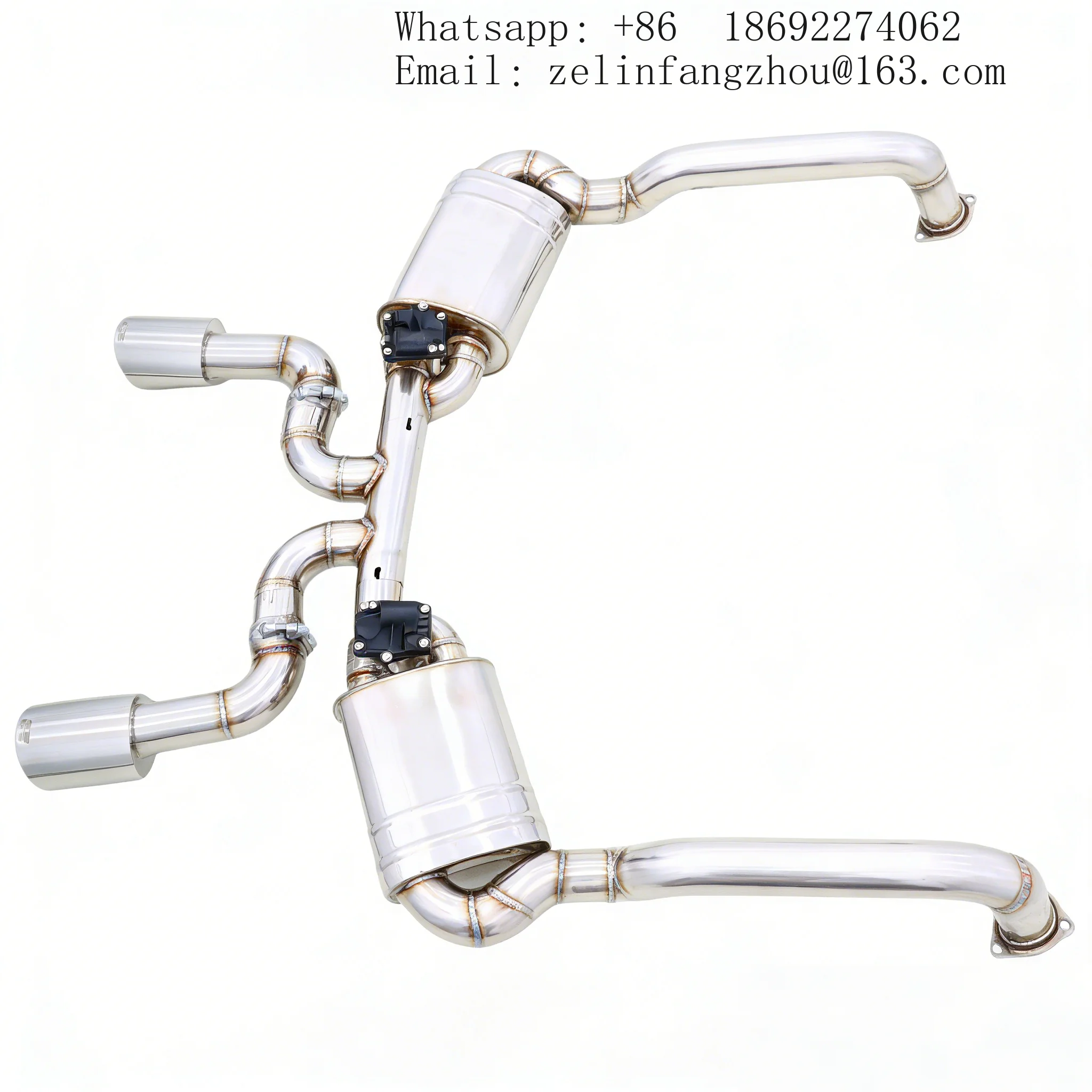 Stainless Steel 304 Valved Catback System With GT4 Diffuser Exhaust Pipes For Porsche 981 2.7L
