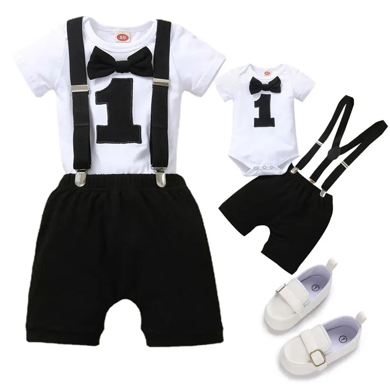 

Baby Boys Clothes Set Cake Smash Outfit Gentleman Suits Toddler Onesies Pants Suspenders Bow Tie Newborns Adjusters Photo Props