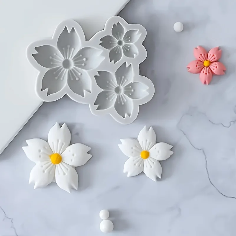 

1pcCherry Blossom Silicone Mold，Resin Casting Mold，Suitable for polymer clay，DIYCrafts，Soap Making，Candle Creation，-Durable，Easy