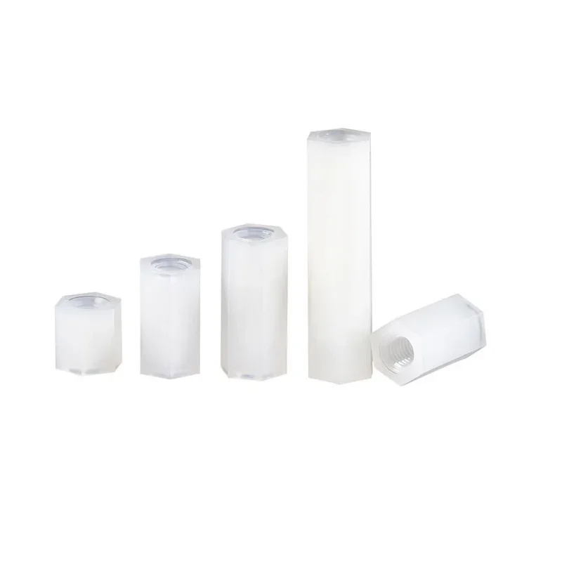 White hexagonal nylon column double-pass isolation column plastic plastic support column M3 M4 * 8 10 12 15 18 20 22 25 30 35 45