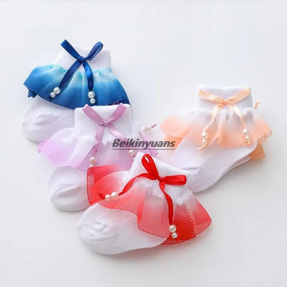 Baby socks spring and autumn newborn baby newborn socks cute super cute bow lace girls socks