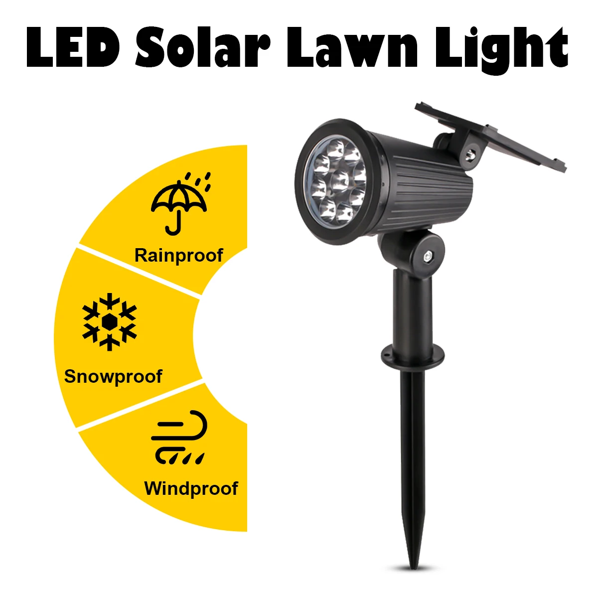 

9LEDs Lawn Light Angle Adjustable Solar Spotlight Auto Low Terraces Spotlights Lamp Outdoor Daylight For Warm Decoration On/Off