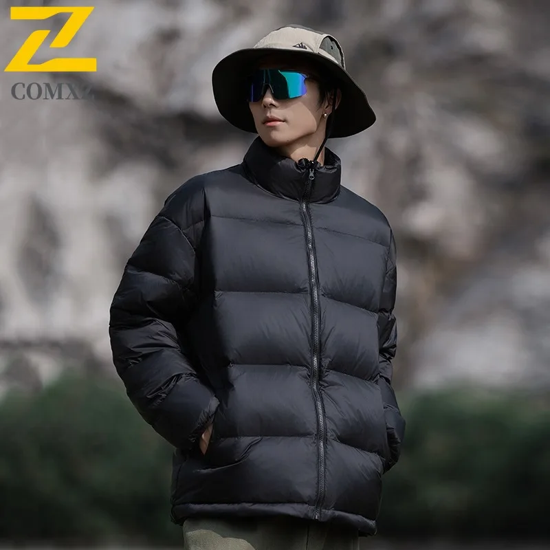 COMXZ Mens Puffer Jacket Premium Duck Down 3 in 1 Inner Layer Thickened Warm Down Jacket Outdoor Ski Cold Resistant Autumn Coat