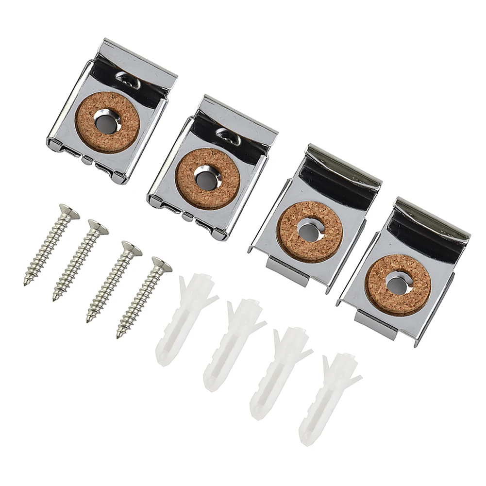 New Glass Bracket Glass Bracket Chrome Metal Screws Silver 4pcs Chrome Fixing Kit Frameless Clips Glass Bracket