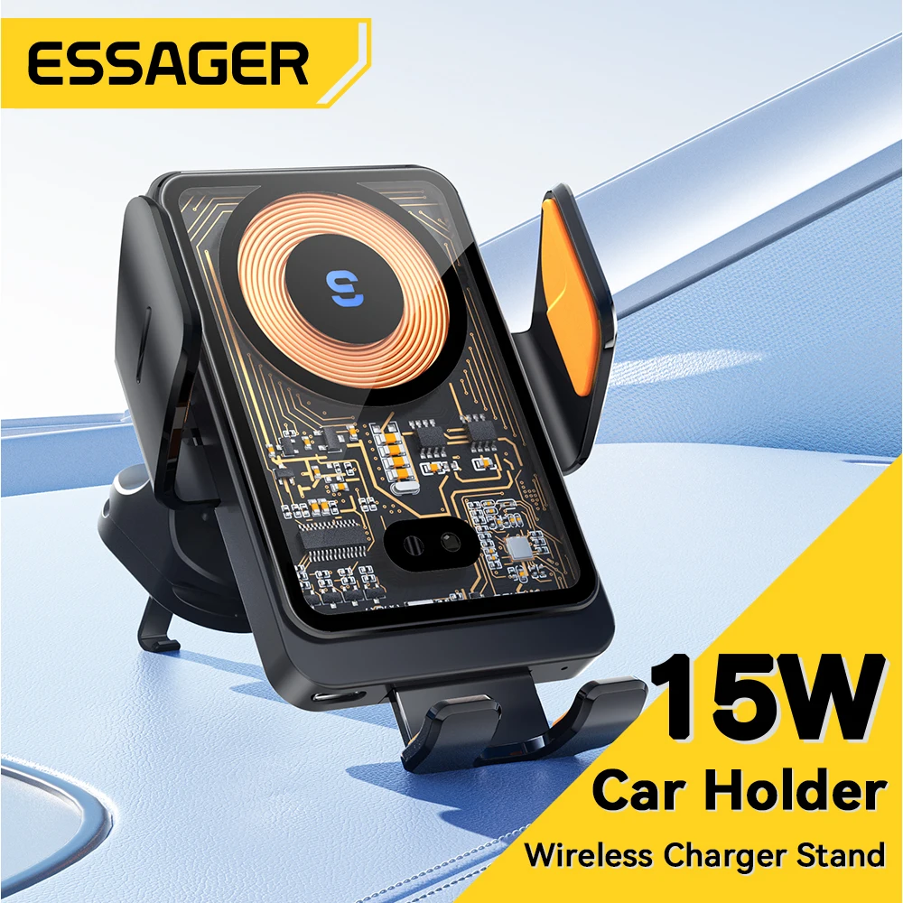 

Essager Car Phone Holder 15W QI Wireless Charger for iPhone 15 14 13 12 Xiaomi Samsung Car Mount Fast Wireless Charging Charger