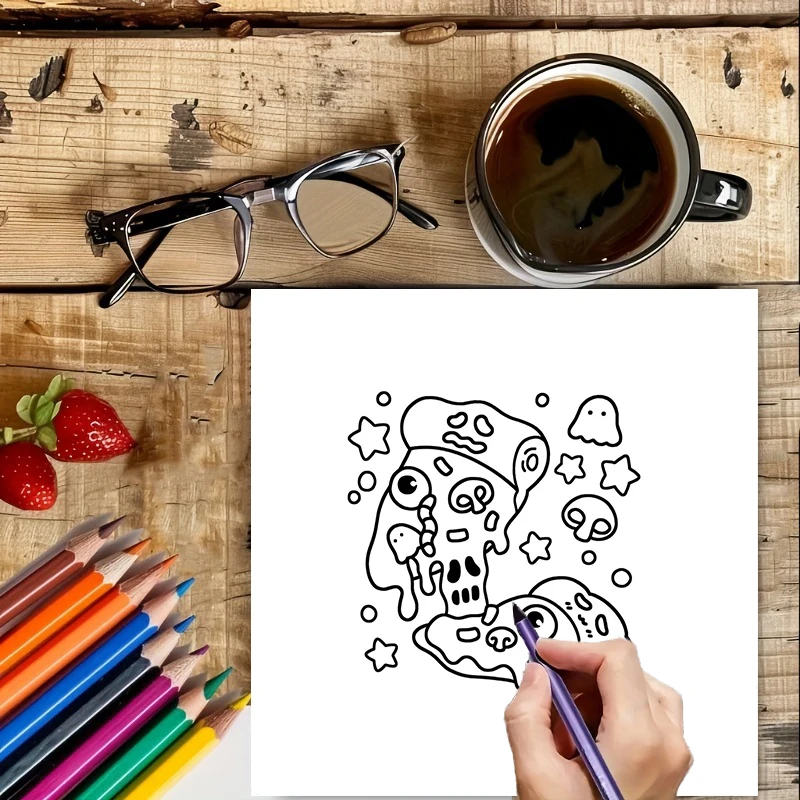 Libro para colorear de alimentos y bebidas de 28 páginas para adultos |   Libro para colorear, útiles de dibujo para Navidad, Acción de Gracias