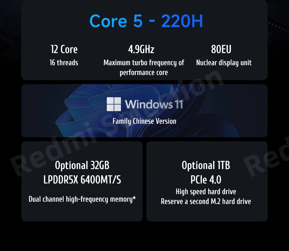 Xiaomi REDMI Book 16 Laptop Intel Core 5 220H/125H Intel Graphics 16G/32G RAM 1TB SSD 16-inch 2.5K Screen Notebook PC