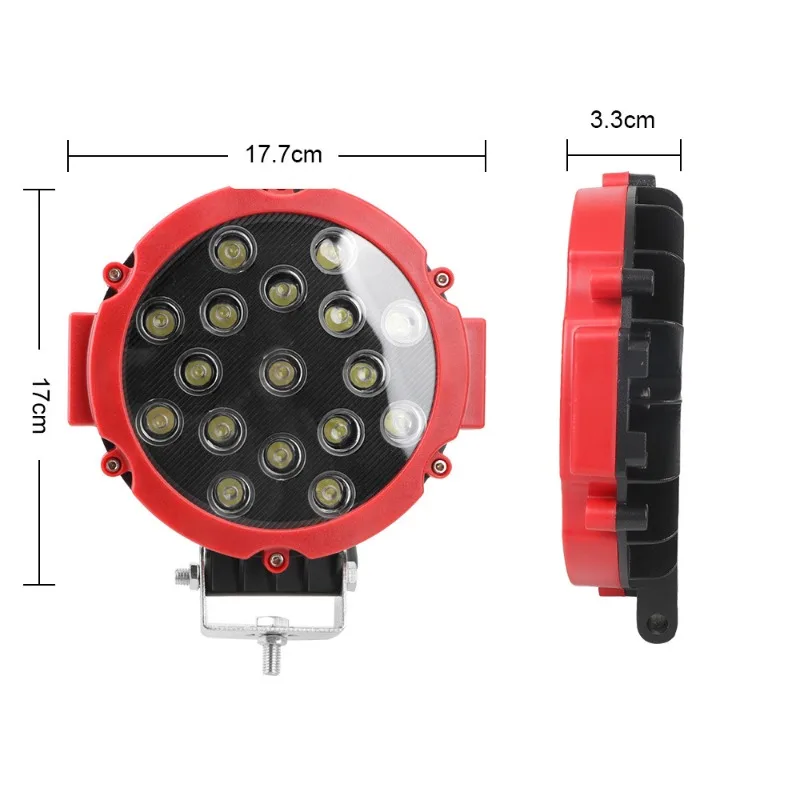 7 Inch 51W Round LED 12V Offroad Lights Spot Driving Light Pod Bumper Roof Fog Light for Boat Jeep ATV SUV Truck Hunter Motor