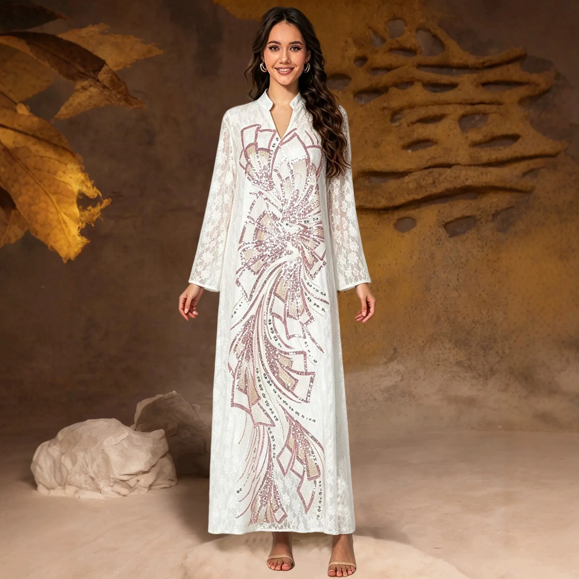

Abayas Muslim Dress Women Eid Party Dresses Kaftan Sequins Embroidery Jalabiya Vestidos Ramadan Morocco Dubai Arab Long Robe