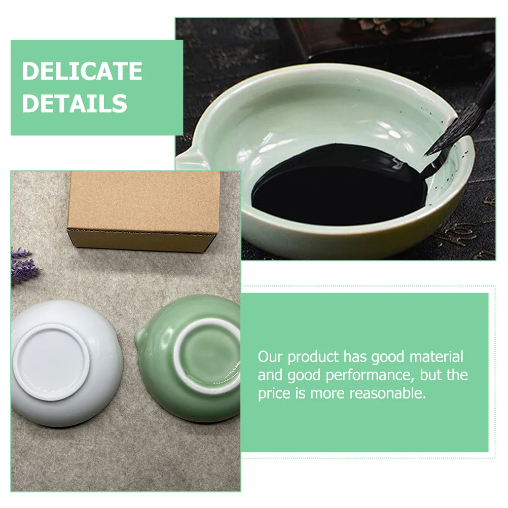 

Painting Ink Ceramic Dish Calligraphy Pen Washing Plate Office Inkwell Brush Pen Stand Study Room Ink Plate Dipping Bowls