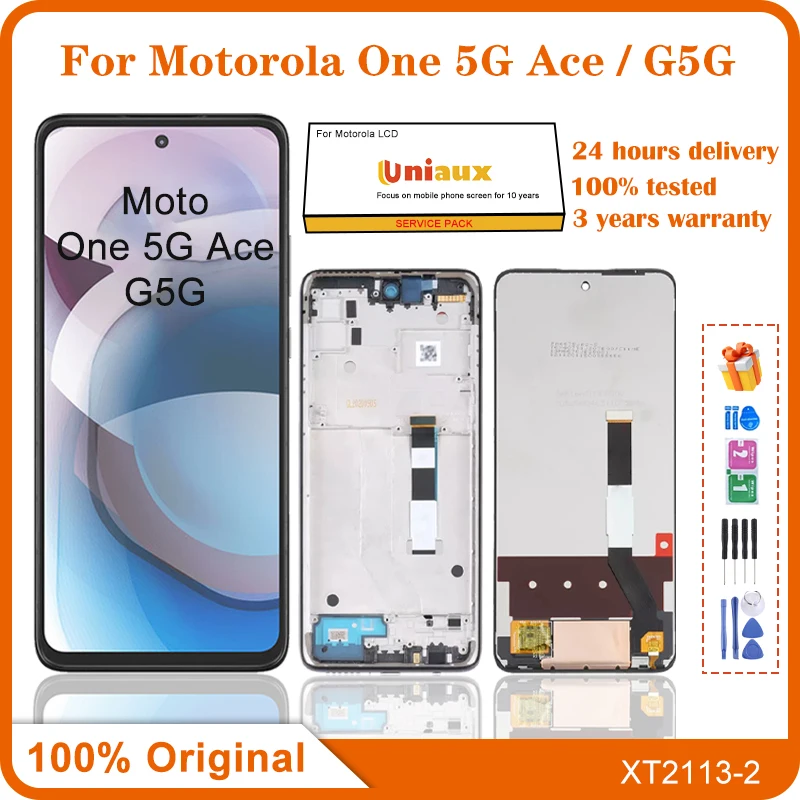 

Original LCD Display for Motorola Moto One 5G Ace, Touch Screen Digitizer Assembly Replacement, Moto G5G XT2113, 6.7 in