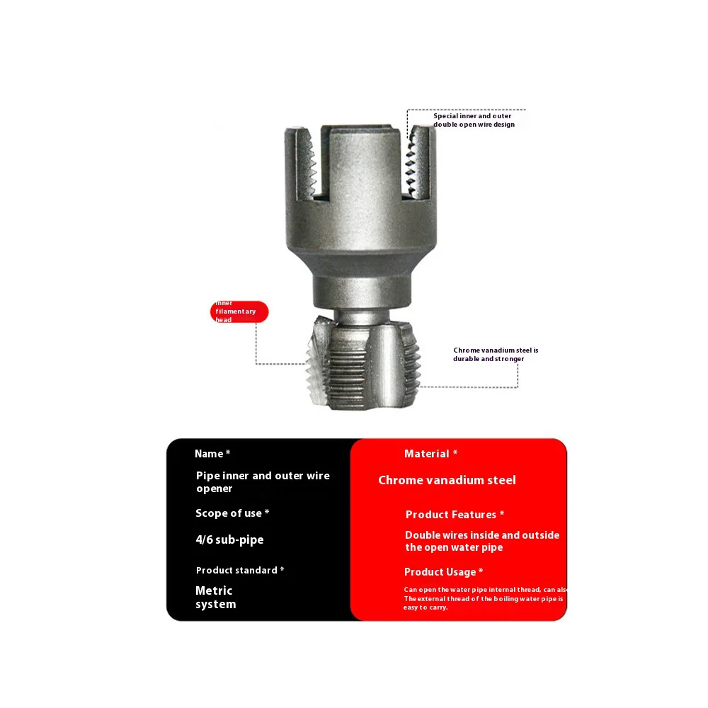 DN15 DN20 Pipe Threading Tool Hex Shank Die Internal External Threads 1/2&3/4 Water Pipes PPR PVC MPP Manganese Steel Detachable