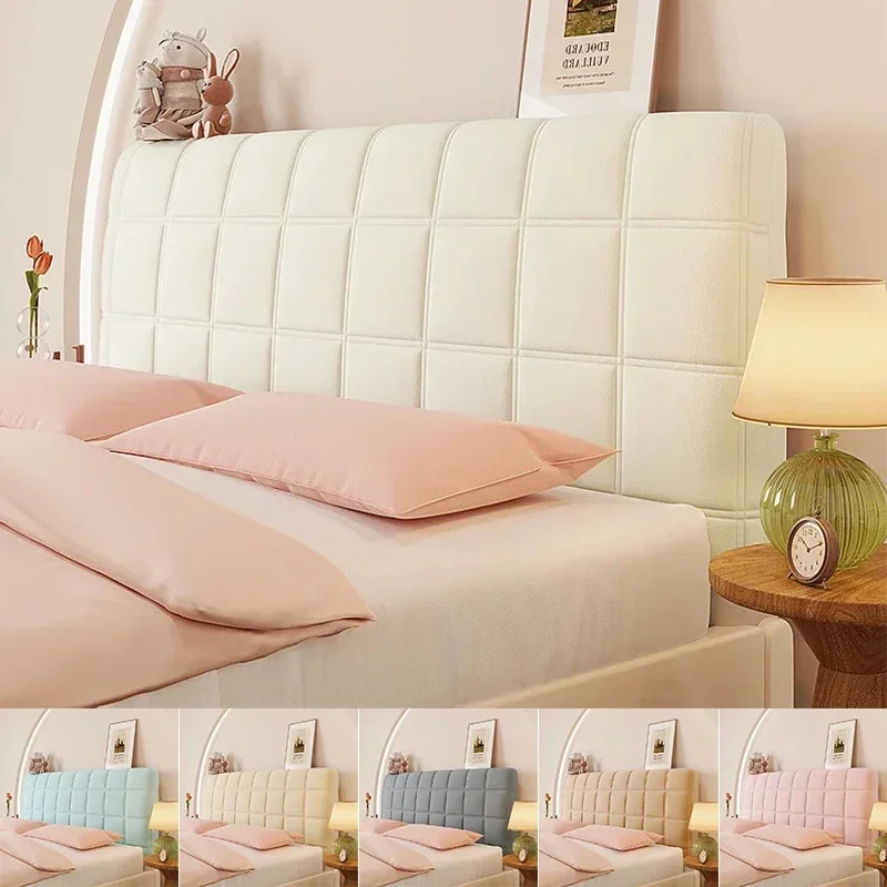 

Luxury Plaid Bed Headboard Cover Bedroom Soft Warm Winter Thicken All Inclusive Bedhead Dust Protector Universal Bed Back Covers