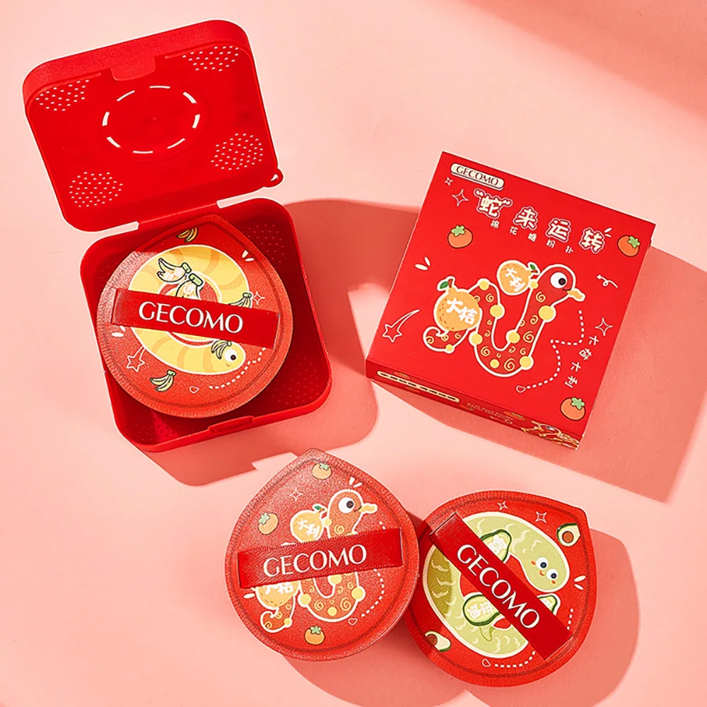 GECOMO Snake Year Puff en polvo de malvavisco suave y agradable para la piel se adapta perfectamente y sostiene el cojín de aire de la esponja del maquillaje