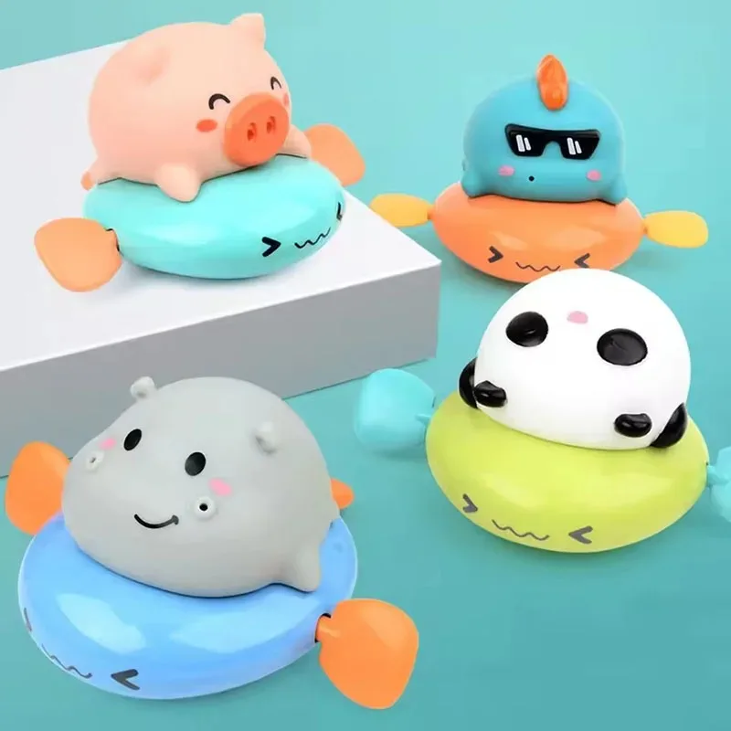 Wind-Up Swimming Toy, Pull String Baby Bath Toy,  Whale Dinosaur Pool Water Play, Infant Bathtub Fun, Educational Water Toy