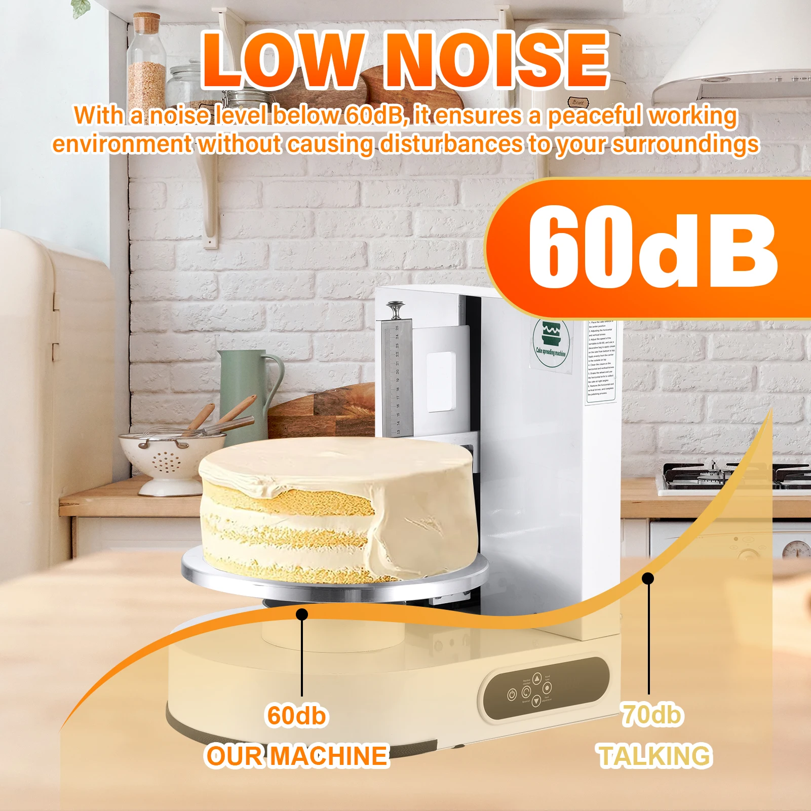 Cake Decorating Machine Cream Butter Coating Machine for 4-12 Inch Cake Touch Control Surfaces Scraper with Quiet Motor