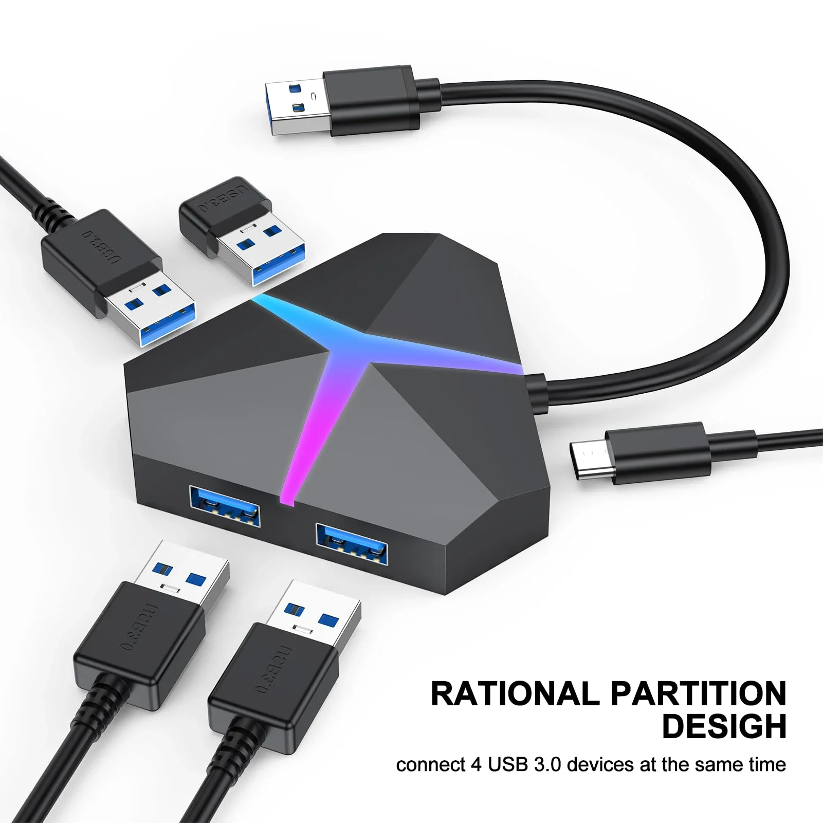 

4-портовый USB 3,0 адаптер-разветвитель для быстрой зарядки и высокоскоростной передачи данных