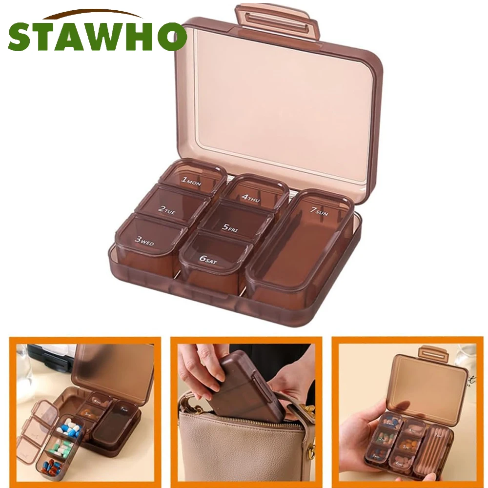 

1PC Medicine Pill Organizer,Pill Organizer 7 Days,Weekly Travel Pill Box,Daily Pill Case for Vitamins, Medication,Fish Oils