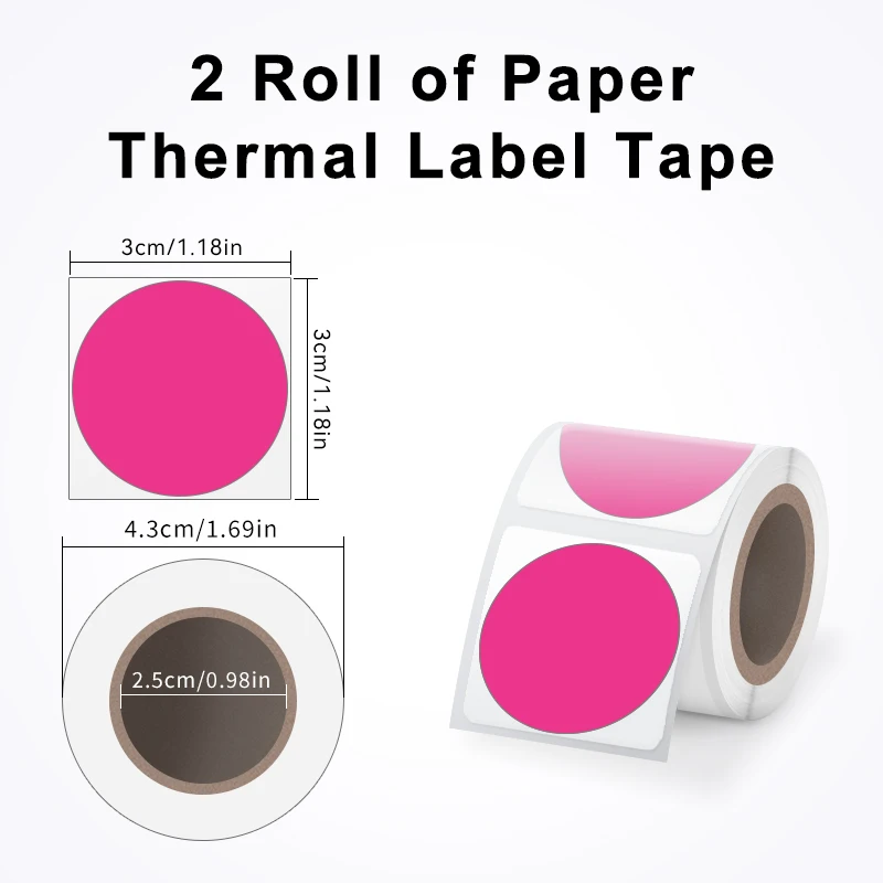 SINMARK Circle Thermal Sticker Labels Self-Adhesive Round Direct Thermal Multi-Purpose Roll Thermal Stickers 190 Labels/1 Roll