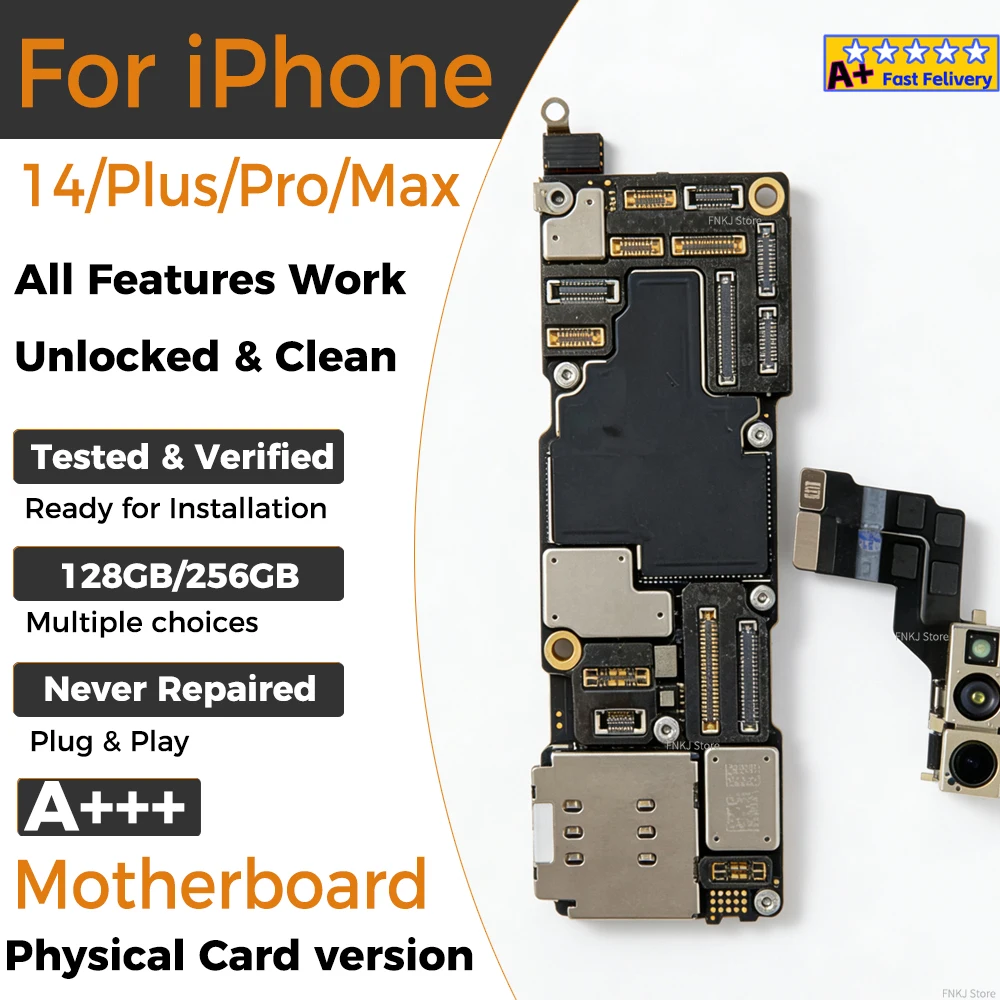 A+ Working Board For iPhone 14/14 Pro/14 Pro Max Motherboard With Face ID Unlocked 256GB Logic Clean Free ICloud Tested Crazy Co