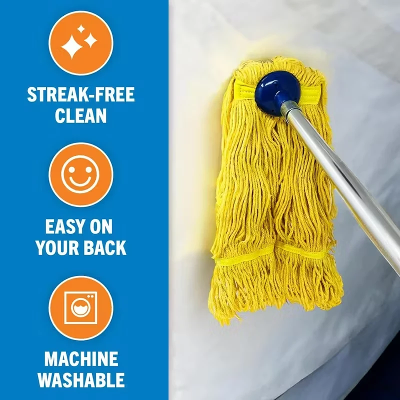 Cabezal de fregona con extremo de bucle para limpieza en húmedo, recambio de fregona de algodón para uso doméstico, Industrial y comercial