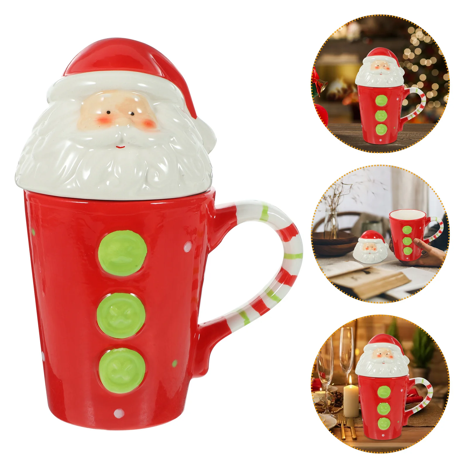 

1Pcs Christmas Water Cup Ceramic Santa Clause Mug for Coffee Tea Drinks Office Home Kitchen Holiday Party Gift Idea