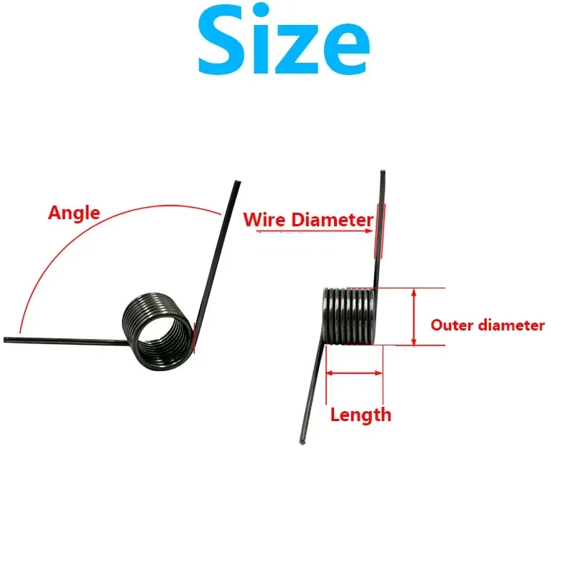 V-Shaped Helicaltorsio Ring Wire Diameter 1.6mm 65Mn Steel Helical Torsion Spring Angle 60 90 120 180 Degrees 10Pieces