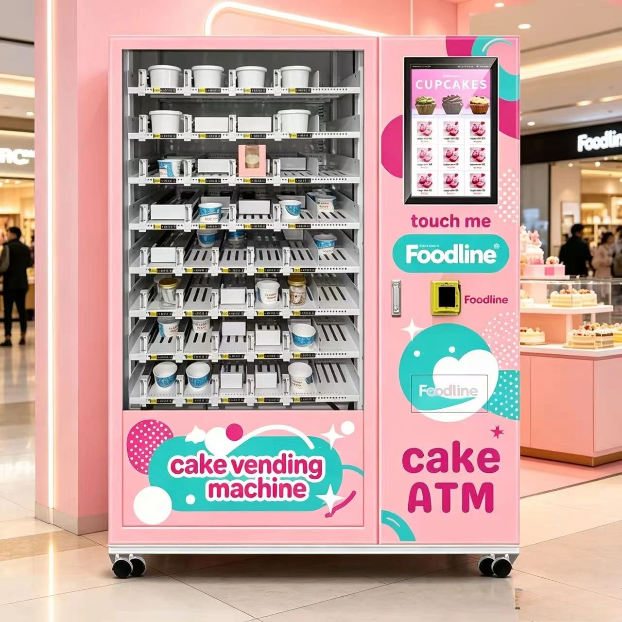 FL Customized Commercial Refrigerated Vending Machine Automatic Cake Dessert Pastry Smart Self-service Vending Equipment