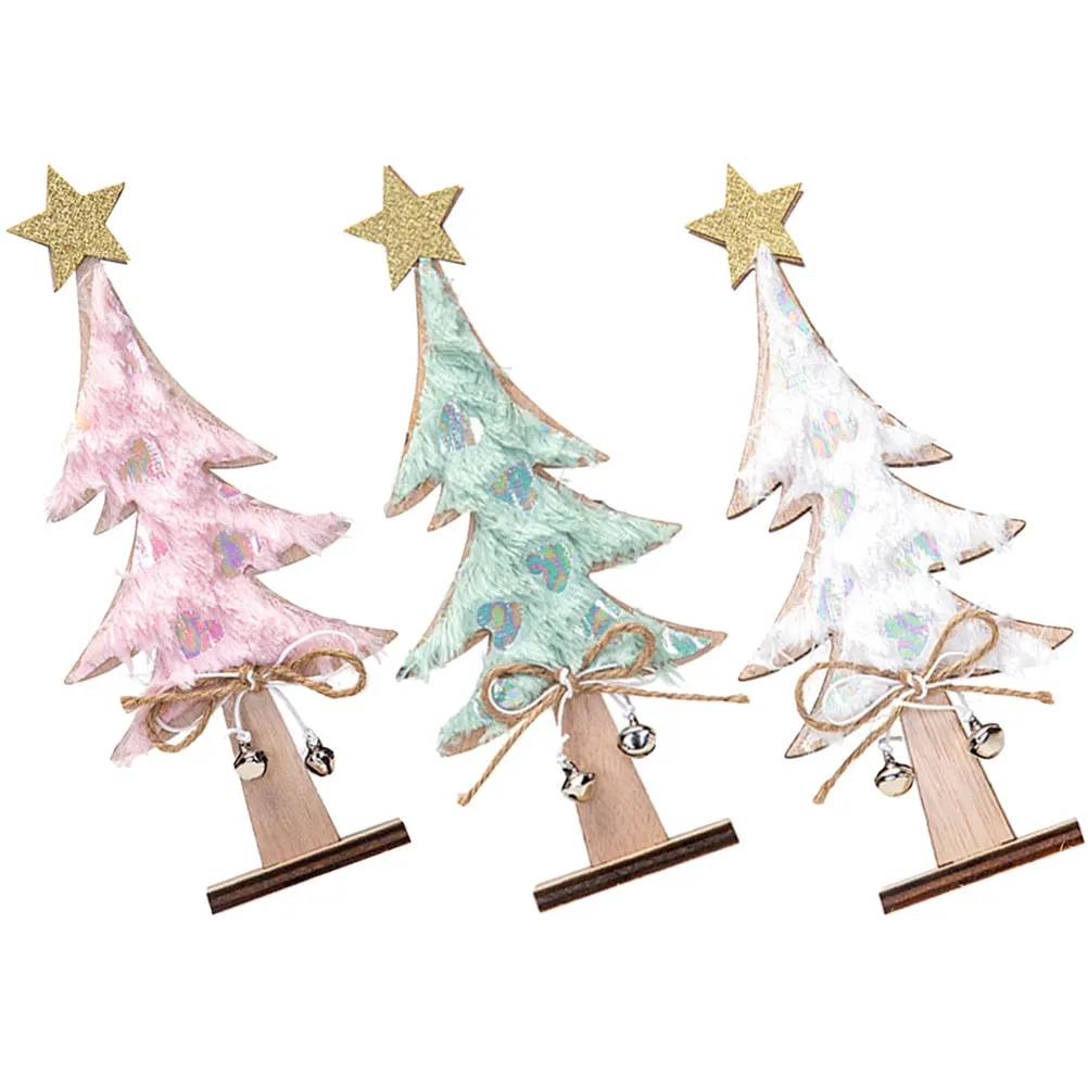 

3 Pcs Wooden Christmas Tree naments Craft Decoration for Party Xmas Home Festive Desktop Gift Desktop Gift Idea