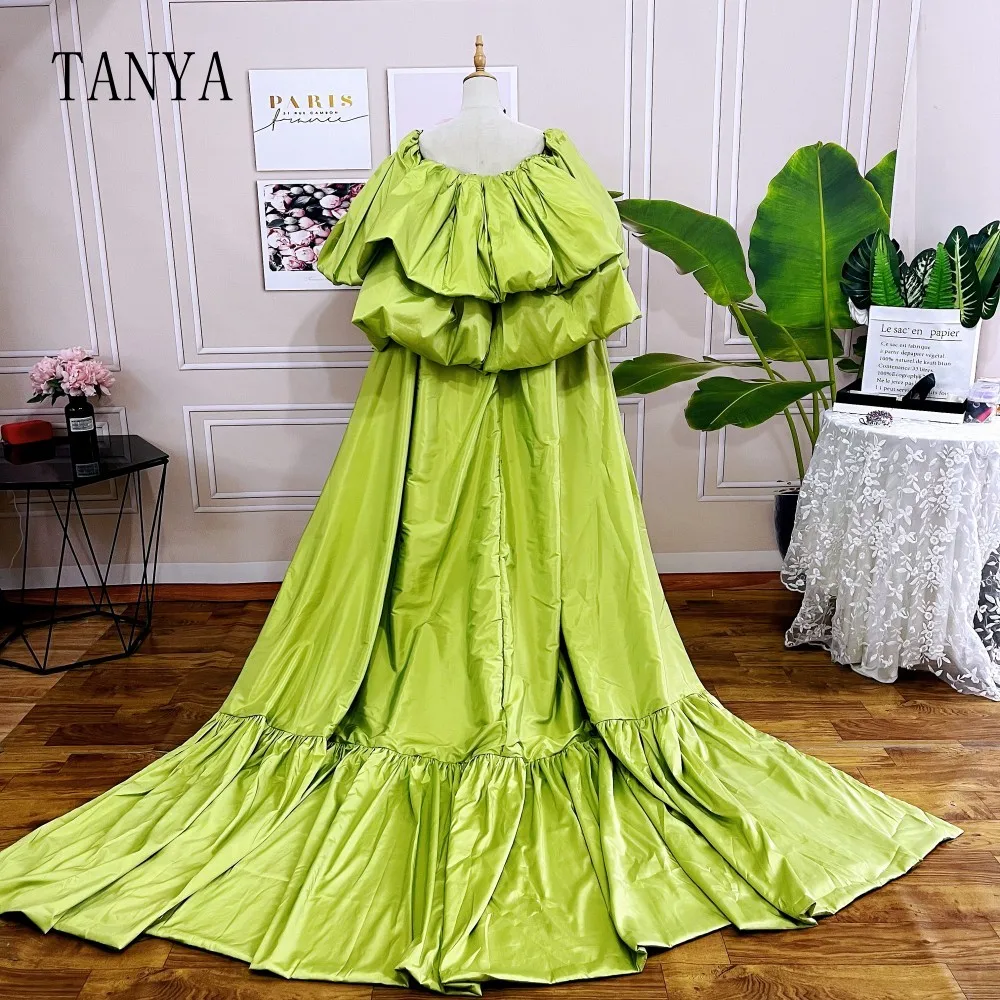 Customized New Design Fashion Taffeta Puff Wedding Cape With Long Train For Women Elegant Jacket With Sleeves Chic ZJ111