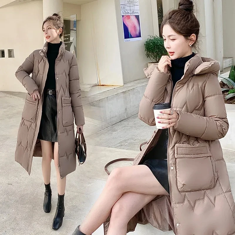 

Winter New Down Cotton-Padded Jacket Women's Overcoat Korean Slim Thicke Warm Parker Coat Medium Long Hooded Cotton-Padded Coat