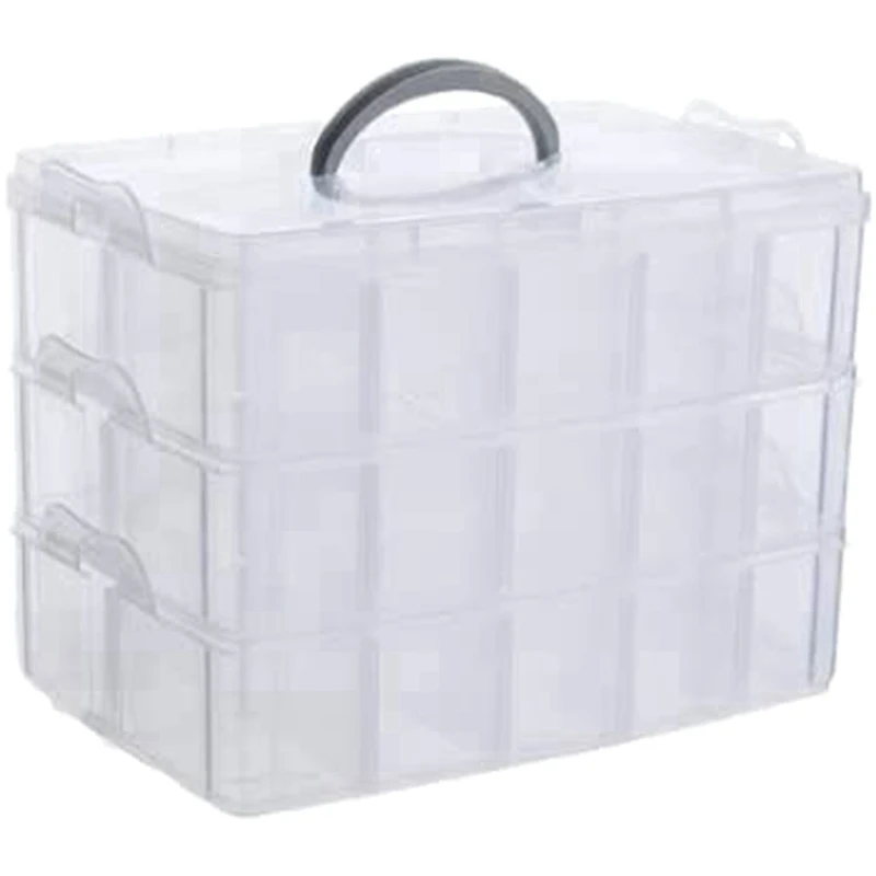 

Arts, Crafts And Jewelry Organizer Multi Layer Storage Box With 30 Adjustable Compartments