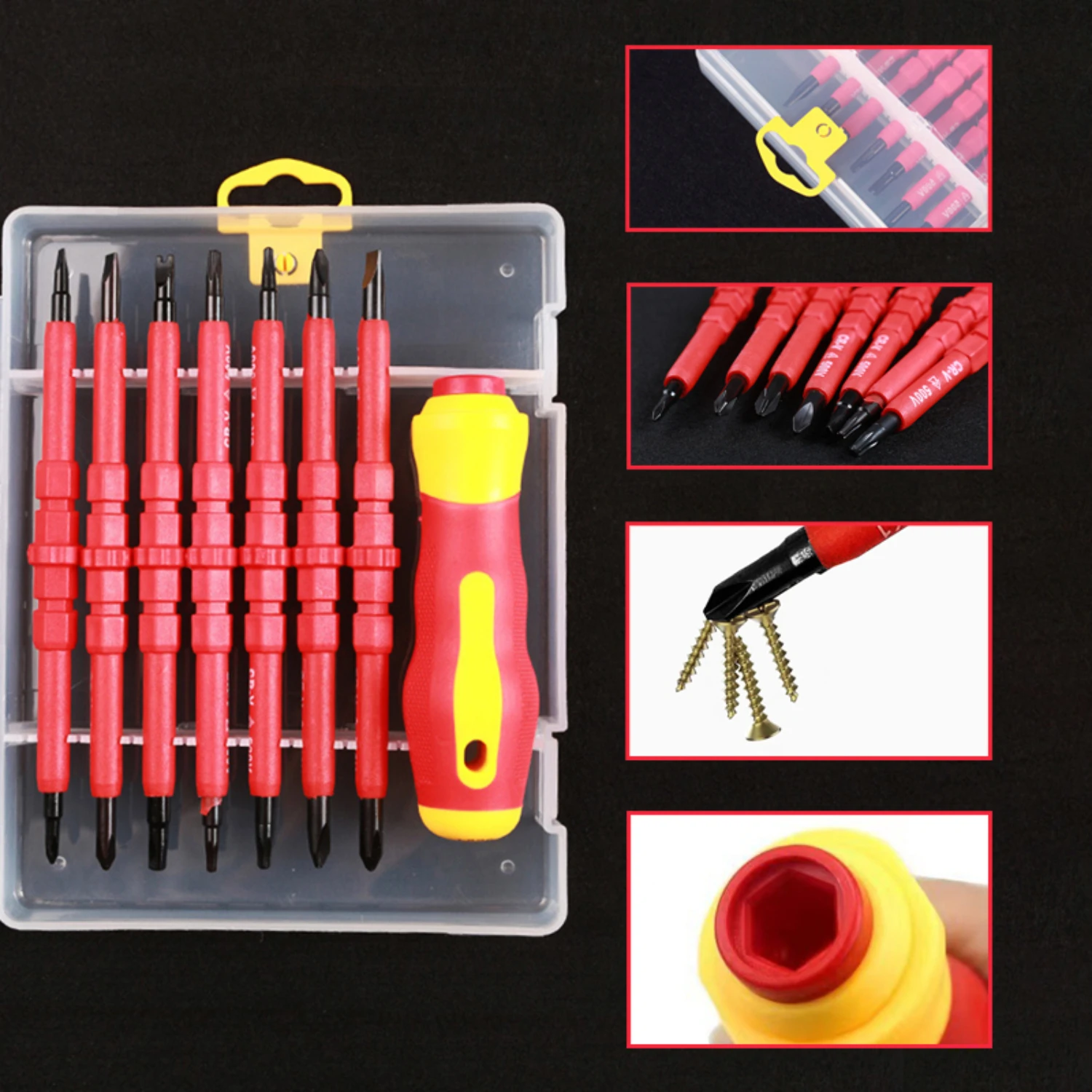 Electricity-Proof 8-in-1 High-Quality Screwdriver Set for Household Repairs with Durable Chromium Vanadium Steel Black Headband