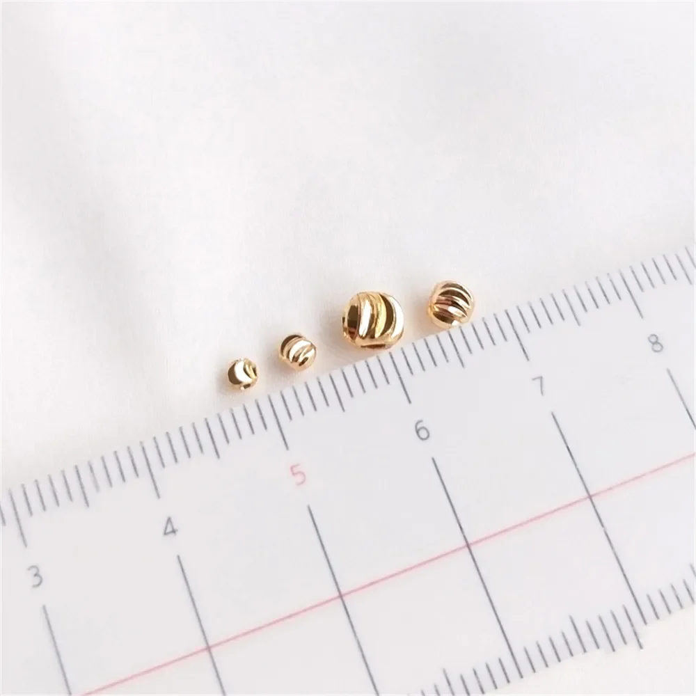 14K Gold Color Cut flower bead cut cutlass grain round bead DIY hand made string jewelry bracelet necklace accessories material