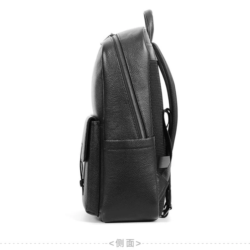 Slim Backpack for Men, Real Cowhide Leather Daypack Bag fit Laptop backpack 15.6 inch with Multi-purpose Pockets