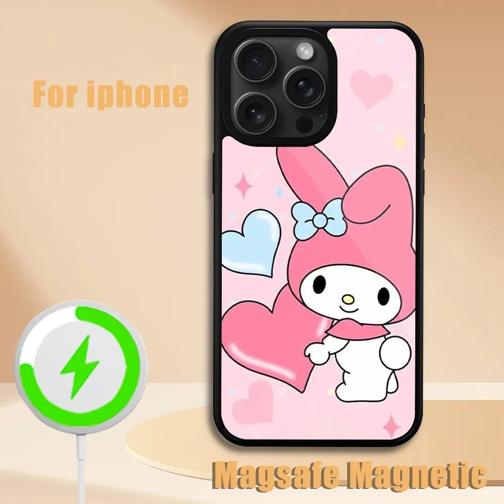 MINISO Sanrio Melody  Phone Case For iPhone 11 12 13 14 15 Plus Pro Max Magsafe Magnetic Wireless Charging Cover