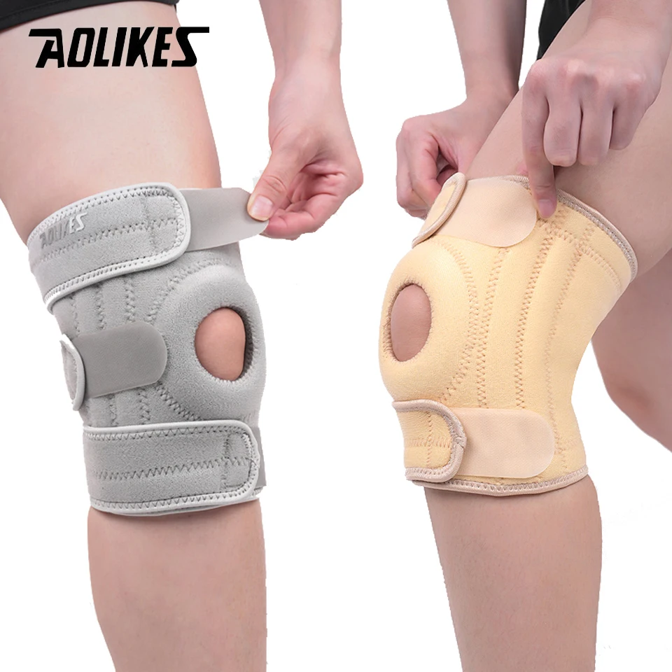 

AOLIKES 1 шт. наколенник с боковыми стабилизаторами, дышащая регулируемая поддержка колена, подходит для спортивных тренировок и боли в колене