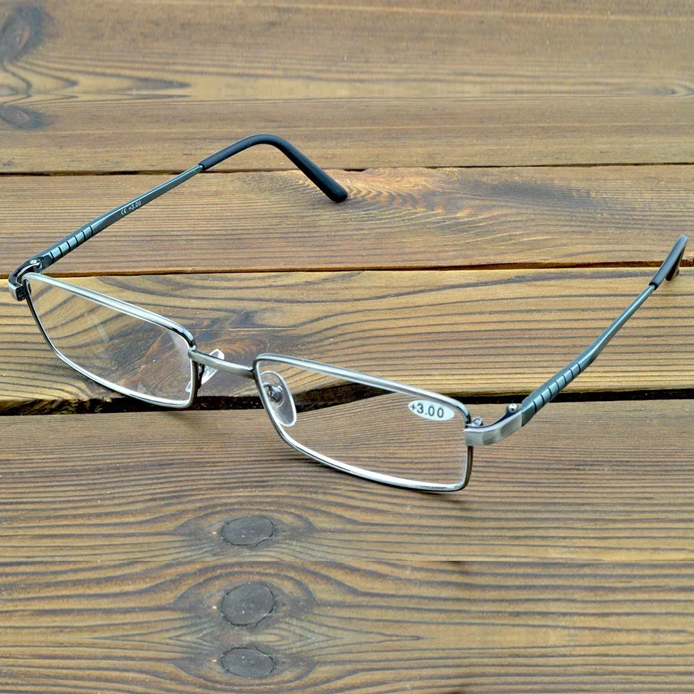 Executive Office Style Full-rim Al-mg Alloy Reading Glasses for Men with PU Case +0.75 +1 +1.25 +1.5 +1.75 +2 +2.5 +2.75 to +4