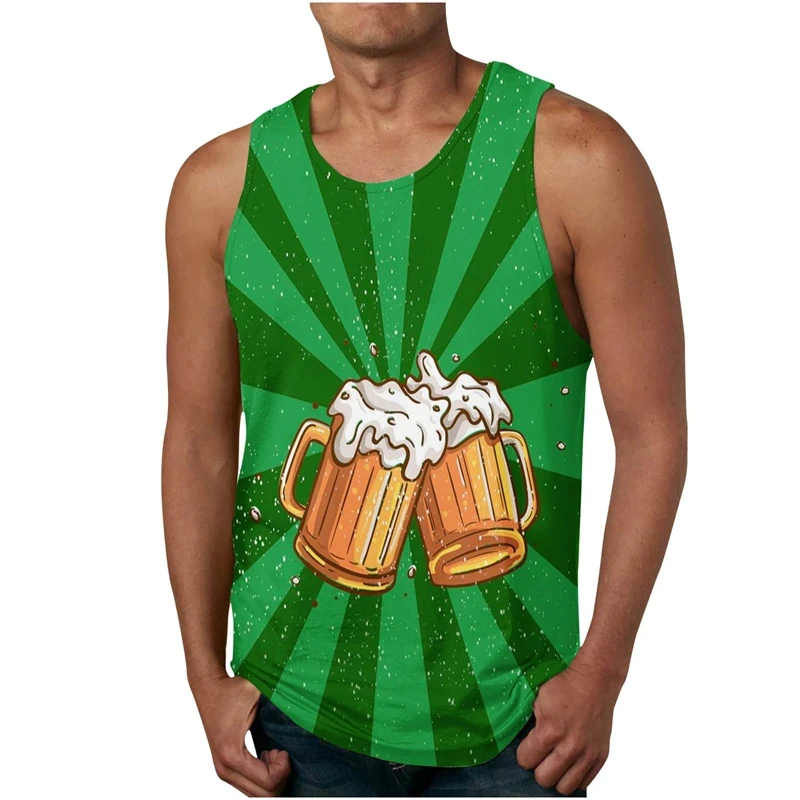 Newest Mens Casual Tank Tops Big And Tall 3D Beer Festival Print Sleeveless Tee Tshirts Comfy Athletic Party Blouse Undershirt