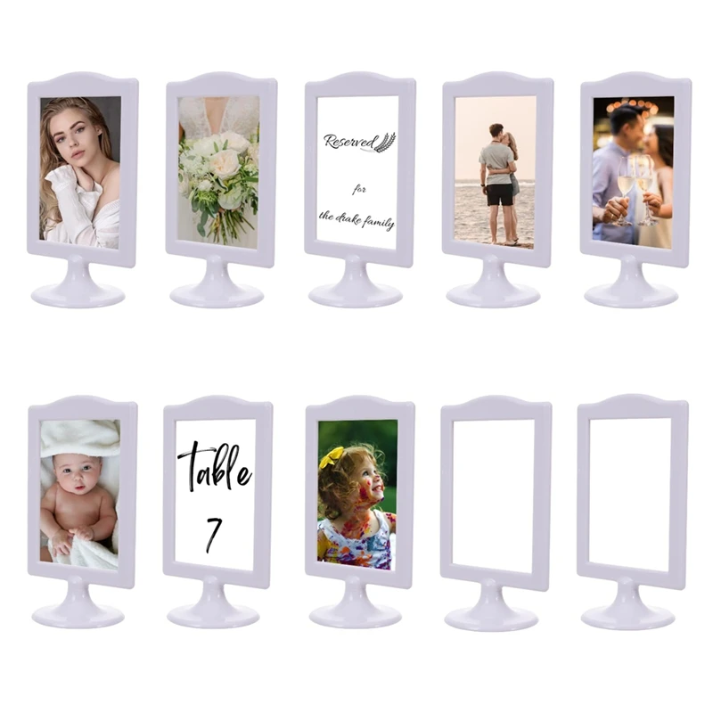 Double Sided Standing Picture Frames 4X6 Inch 2 Side Pedestal Picture Frames Plastic White Photo Frames Set For Display