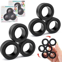 3 PCS Fingertip Magnetic Rings Fidget Toys for Adult Anxiety Relief Decompression Finger Magnetic Ring Funny Gifts for Kids