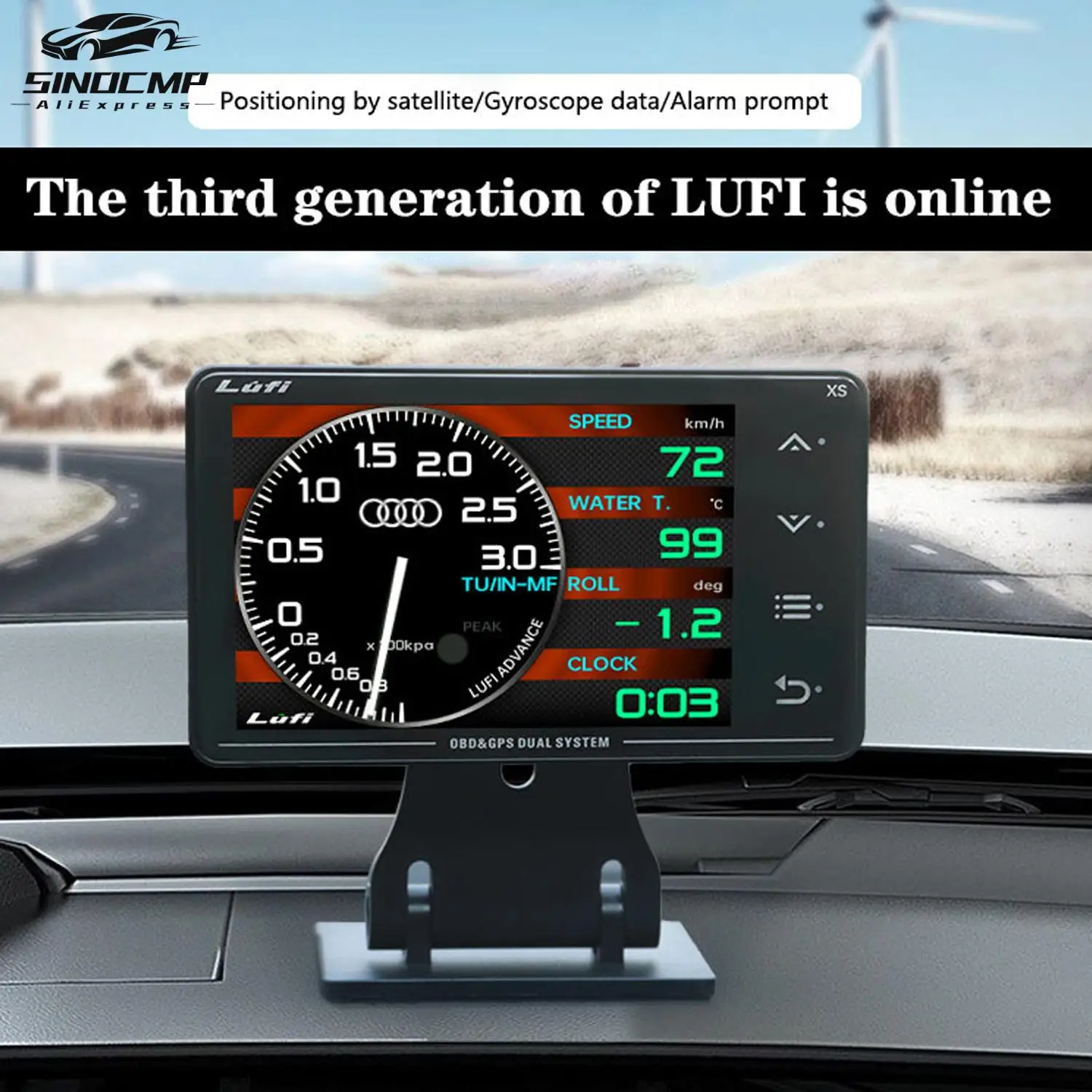 

Измеритель OBD2 Автомобильный модифицированный прибор третьего поколения OBD2 Boost Gauge GPS Многофункциональный ЖК-гирометр Скорость турбины G-ценный гироскоп