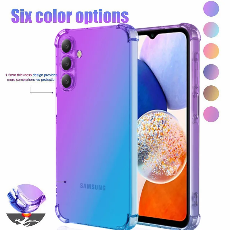 Gradient TPU Four Corners Protective Case for Samsung Galaxy A16 5G A06 A55 A35 A25 A15 A24 A54 A34 4G Protective Cover Fundas