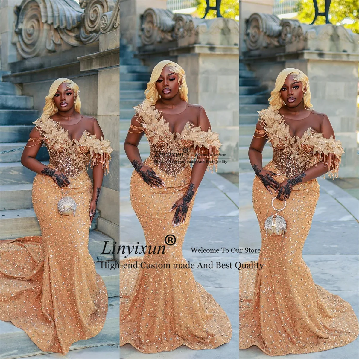 

Блестящие бриллиантовые кристаллы Русалка Пром платья Aso Ebi Вечернее платье для дня рождения по индивидуальному заказу 3D Floars robes de soirée