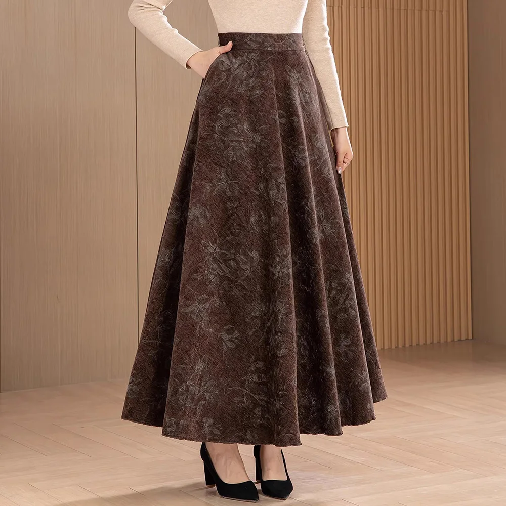 

Новый Женщины Элегантный Винтаж Длинная Юбка Осень Мода Высокая Талия А-линия Повседневная Цветочная Юбка Повседневная Простота Печать Юбка Женщины